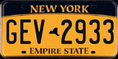 NY license plate GEV2933