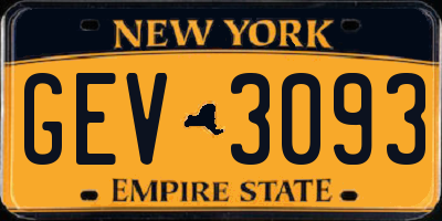 NY license plate GEV3093