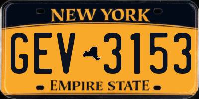 NY license plate GEV3153