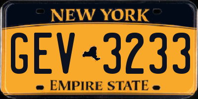 NY license plate GEV3233