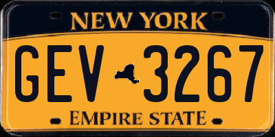 NY license plate GEV3267