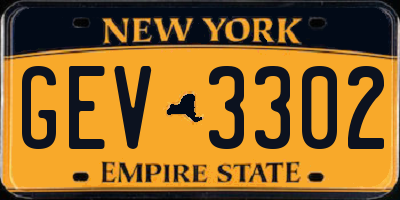NY license plate GEV3302