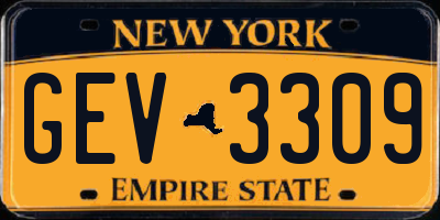 NY license plate GEV3309