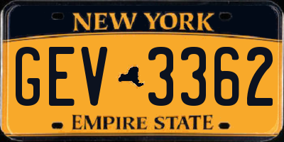 NY license plate GEV3362