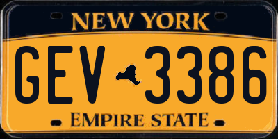 NY license plate GEV3386