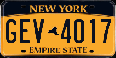 NY license plate GEV4017