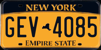 NY license plate GEV4085