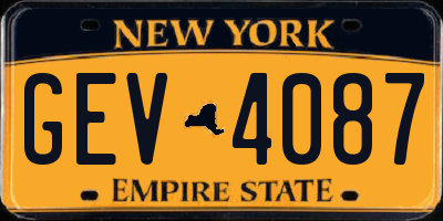 NY license plate GEV4087