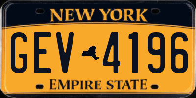 NY license plate GEV4196