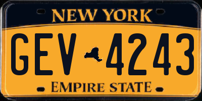 NY license plate GEV4243