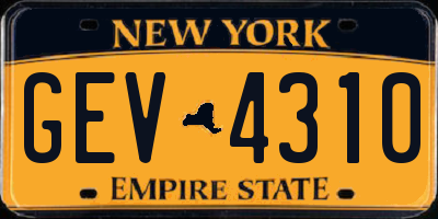 NY license plate GEV4310