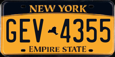 NY license plate GEV4355