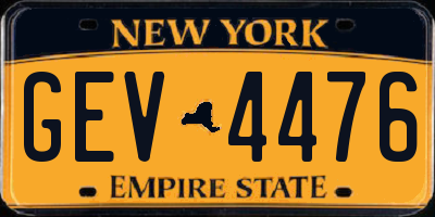 NY license plate GEV4476