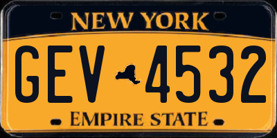NY license plate GEV4532
