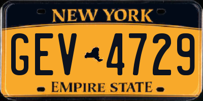 NY license plate GEV4729