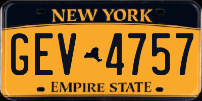 NY license plate GEV4757
