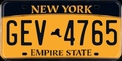 NY license plate GEV4765