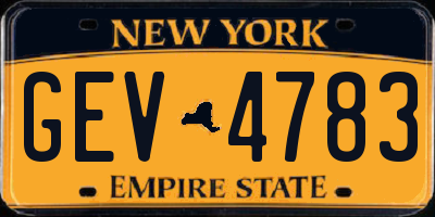 NY license plate GEV4783