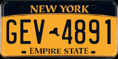 NY license plate GEV4891