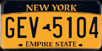 NY license plate GEV5104