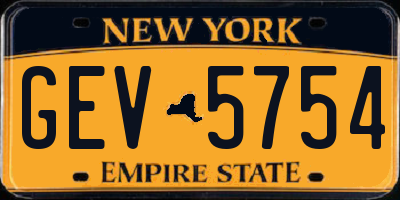 NY license plate GEV5754