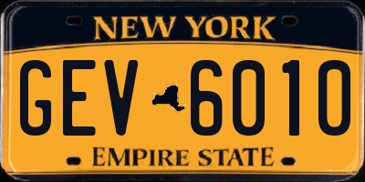 NY license plate GEV6010