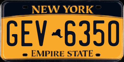 NY license plate GEV6350