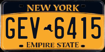 NY license plate GEV6415