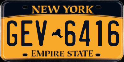 NY license plate GEV6416