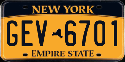 NY license plate GEV6701