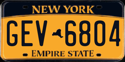 NY license plate GEV6804