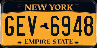 NY license plate GEV6948