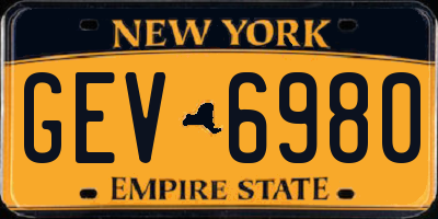 NY license plate GEV6980
