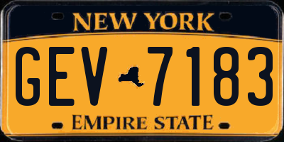 NY license plate GEV7183