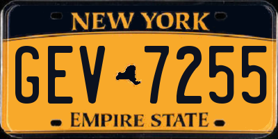 NY license plate GEV7255