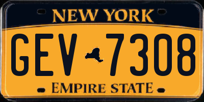 NY license plate GEV7308