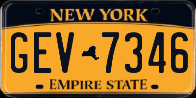 NY license plate GEV7346