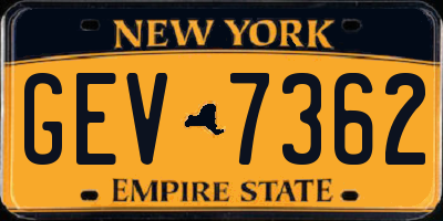 NY license plate GEV7362