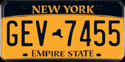 NY license plate GEV7455
