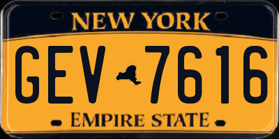NY license plate GEV7616