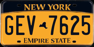 NY license plate GEV7625