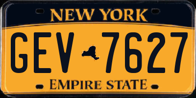 NY license plate GEV7627