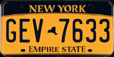 NY license plate GEV7633