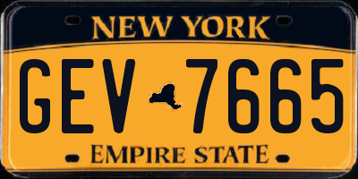 NY license plate GEV7665