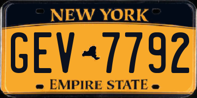 NY license plate GEV7792