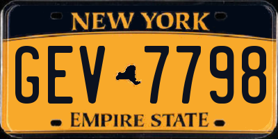 NY license plate GEV7798