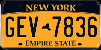 NY license plate GEV7836