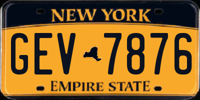 NY license plate GEV7876