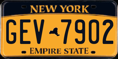NY license plate GEV7902
