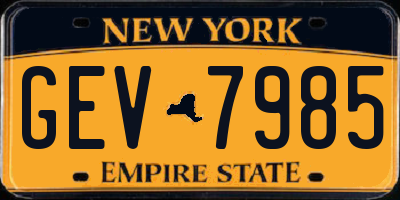 NY license plate GEV7985